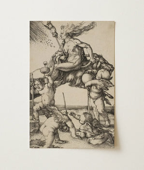 Detailed Black-and-white Mythological Scene Figures Animals Albrecht Durer Art, Print, Crone Vaults