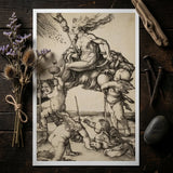 The Witch - Albrecht Durer Art Print / Canvas Framed Black-and-white Dürer’s Apocalypse Muscular Winged, Crone Vaults Prints