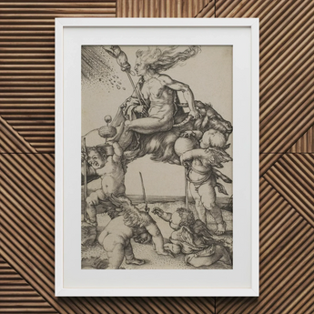 The Witch - Albrecht Durer Art Print / Canvas White Framed Mythological Scene Classical Figures Dynamic Poses, Crone Vaults Prints