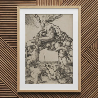 The Witch - Albrecht Durer Art Print, Wooden Framed Artwork Black White Mythological Scene Muscular