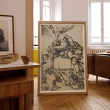 The Witch - Albrecht Durer Art Print, Wooden-framed Black White Print Classical Scene