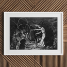 A Witch at Her Cauldron Surrounded by Monsters - Jan Van De Velde Ii Art Print, Framed Black-and-white Print Witches Sabbath