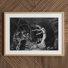 A Witch at Her Cauldron Surrounded by Monsters - Jan Van De Velde Ii Art Print, Framed Black White Print Witchy Scene