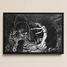 A Witch at Her Cauldron Surrounded by Monsters - Jan Van De Velde Ii Framed Canvas, 18x12’’ / 46x31cm / Black Floating Frame, Framed