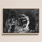 A Witch at Her Cauldron Surrounded by Monsters - Jan Van De Velde Ii Framed Canvas, 18x12’’ / 46x31cm / Natural Floating Frame, Framed