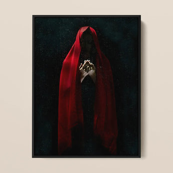 Witch in Red Cloak Art Print / Canvas, 12x16’’ / 31x41cm / Black Frame, Posters Prints & Visual Artwork, Toby Leon