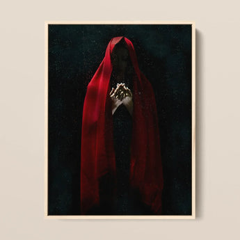 Witch in Red Cloak Art Print / Canvas, 12x16’’ / 31x41cm / Natural Frame, Posters Prints & Visual Artwork, Toby Leon