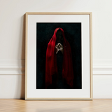 Witch in Red Cloak Art Print / Canvas, 12x16’’ / 31x41cm / Natural Frame / Matboard, Posters Prints & Visual Artwork, Toby Leon