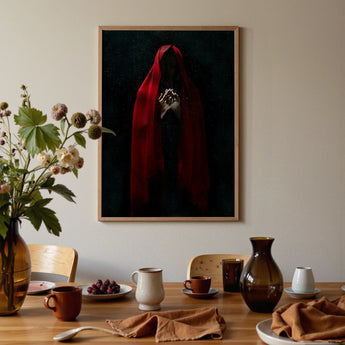 Hexe im roten Umhang Kunstdruck, Poster Drucke & Visuelle Kunstwerke, Toby Leon