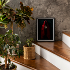 Witch in Red Cloak Art Print, Framed Art Print Figure Red Cloak White Object