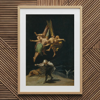 Witches’ Flight - Francisco De Goya Art Print, 20x30’’ / 51x76cm / Natural Frame / 2’’ Matboard, Framed Painting Witches Figures