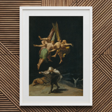 Witches’ Flight - Francisco De Goya Art Print, 20x30’’ / 51x76cm / White Frame / 2’’ Matboard, Framed Painting Witches Man Ground