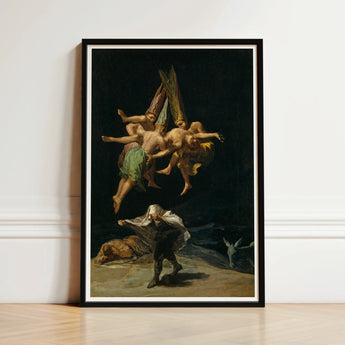 Witches’ Flight - Francisco De Goya Art Print / Canvas Black-framed Classical Painting Figures Dynamic Motion Witches Hovers, Prints