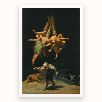 Witches’ Flight - Francisco De Goya Art Print / Canvas Dark Dramatic Painting Witches Terrified Man Flight Hovers, Goya Art Print, Print