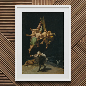 Witches’ Flight - Francisco De Goya Art Print / Canvas Framed Painting Witches Man Ground Flight Hovers, Goya Art Print, Print