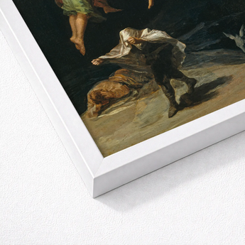 Witches’ Flight - Francisco De Goya Art Print / Canvas White Framed Dramatic Classical Painting Figures Witches Hovers, Prints