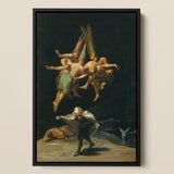 Witches’ Flight - Francisco De Goya Framed Canvas, 12x18’’ / 31x46cm / Black Floating Frame, Framed Dark Fantastical Oil Painting