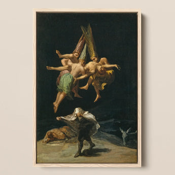 Witches’ Flight - Francisco De Goya Framed Canvas, 12x18’’ / 31x46cm / Natural Floating Frame, Framed Painting Figures Person