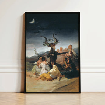 Witches’ Sabbath - Francisco De Goya Art Print / Canvas Black-framed Dramatic Nocturnal Scene Horned Goat-like Witches, Creature Reigns,