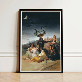 Witches’ Sabbath - Francisco De Goya Art Print / Canvas Framed Artwork Dark Mythological Scene Horned Goat-like Figure Witches, Creature