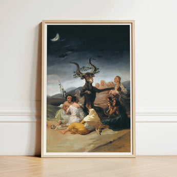 Witches’ Sabbath - Francisco De Goya Art Print / Canvas Framed Painting Dark Moonlit Scene Figures Gathered Horned Witches, Creature