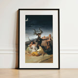 Witches’ Sabbath - Francisco De Goya Art Print / Canvas Black-framed Art Print Dramatic Dark-toned Painting Horned Figure Witches Sabbath,