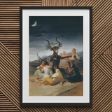 Witches’ Sabbath - Francisco De Goya Art Print / Canvas Framed Print Mythical Beast Surrounded Figures Crescent Moon Witches Sabbath,