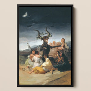 Witches’ Sabbath - Francisco De Goya Framed Canvas, 12x18’’ / 31x46cm / Black Floating Frame, Framed Painting Satanic Ritual Goat-headed