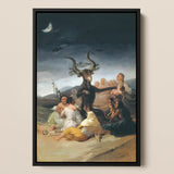 Witches’ Sabbath - Francisco De Goya Framed Canvas, 12x18’’ / 31x46cm / Black Floating Frame, Framed Painting Satanic Ritual Goat-headed