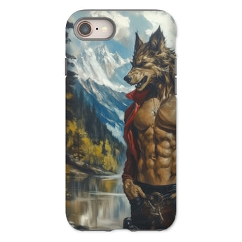 Wolfgang - Gay Wolf Art Iphone Case, 8 / Matte, Phone Case Artwork Muscular Anthropomorphic Wolf Red Bandana