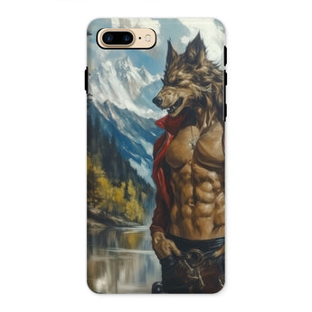 Wolfgang - Gay Wolf Art Iphone Case, 8 Plus / Matte, Muscular Anthropomorphic Wolf Red Scarf Jeans