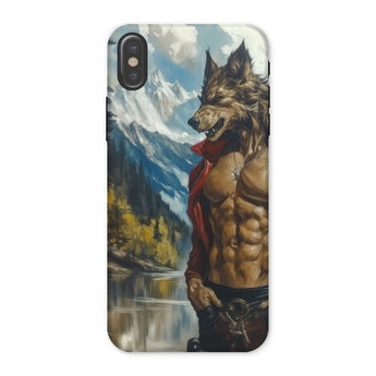 Wolfgang - Gay Wolf Art Iphone Case, x / Matte, Muscular Anthropomorphic Wolf Character Red Accessories Phone Case