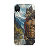 Wolfgang - Gay Wolf Art Iphone Case, Xr / Matte, Phone Case Artwork Muscular Anthropomorphic Wolf Red Bandana