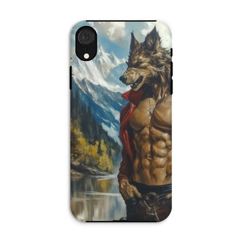 Wolfgang - Gay Wolf Art Iphone Case, Xr / Matte, Phone Case Artwork Muscular Anthropomorphic Wolf Red Bandana