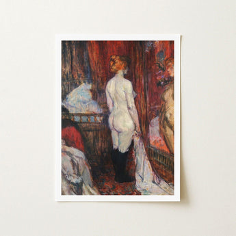 Woman Before a Mirror - Henri De Toulouse-lautrec Art Print / Canvas Rue Des Moulins, Maison, Close, Tall Pier, Painted, Standing Nude,