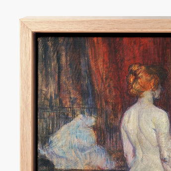 Woman Before a Mirror - Henri De Toulouse-lautrec Art Print / Canvas Framed Painting Two Figures White Textured Rue Des Moulins, Maison,