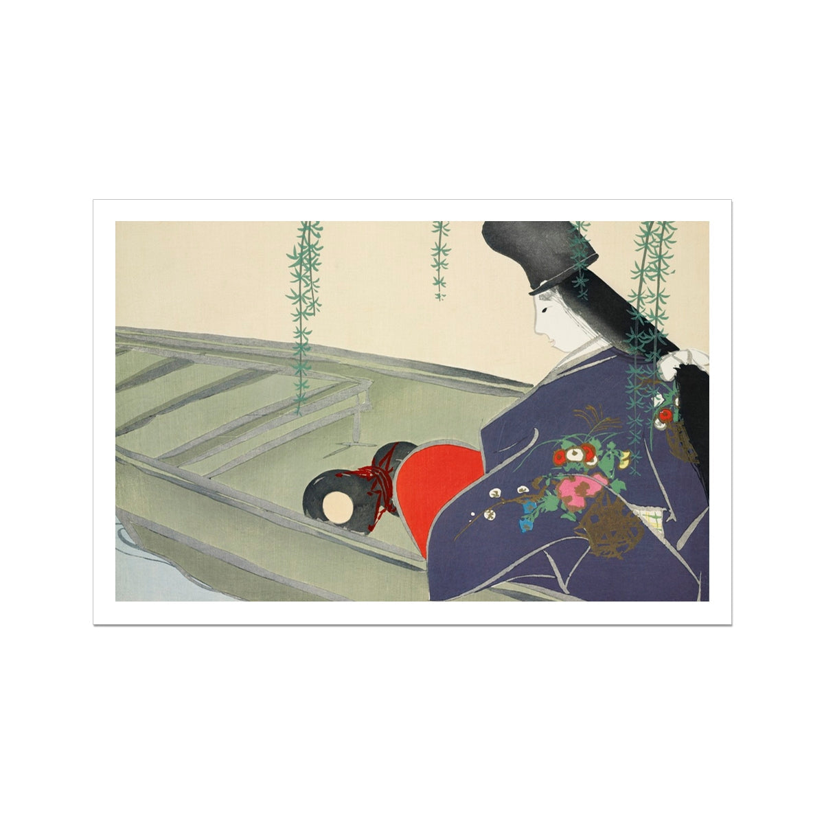 Woman in a Boat Kamisaka Sekka Art Print, 36x24’’ / 92x61cm / Unframed, Japanese Woman Boat