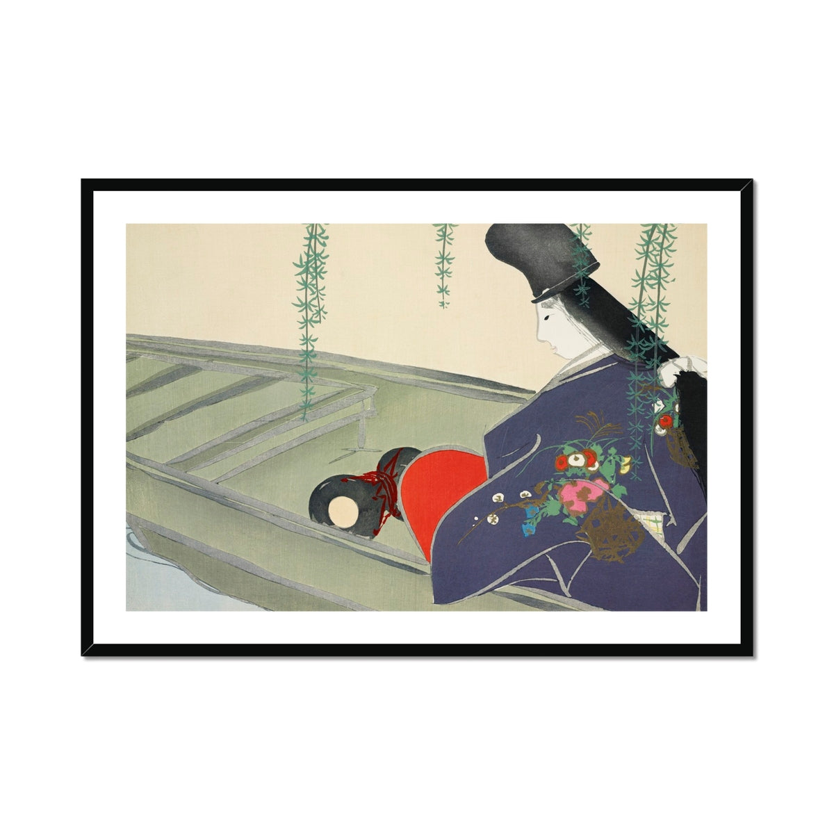 Woman in a Boat Kamisaka Sekka Art Print, Framed Japanese Art Print