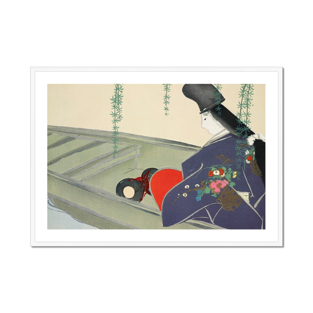 Woman in a Boat Kamisaka Sekka Art Print, Framed Japanese Art Print