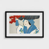 Woman from Momoyogusa - Kamisaka Sekka Meiji Art Print / Canvas Black-framed Stylized Illustration Traditional Blue, Era’s Artistic