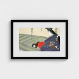 Woman in a Boat - Kamisaka Sekka Art Print / Canvas Black-framed Stylized Illustration Figure Traditional Japanese, Lacquered Hull Prints