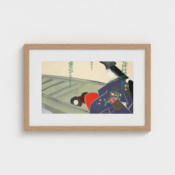 Woman in a Boat - Kamisaka Sekka Art Print / Canvas Framed Stylized Illustration Figure Traditional Japanese, Lacquered Hull Prints