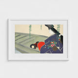 Woman in a Boat - Kamisaka Sekka Art Print / Canvas Framed Stylized Illustration Figure Traditional Attire, Lacquered Hull Prints