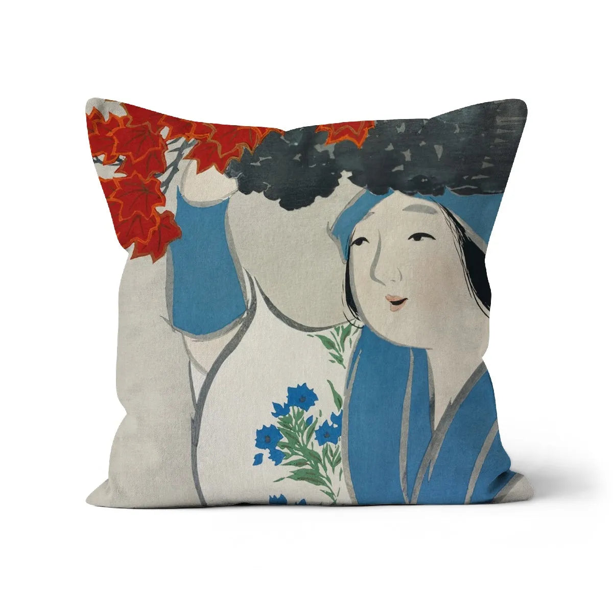 Woman From Momoyogusa–flowers By Kamisaka Sekka Cushion - Throw Pillows - Aesthetic Art