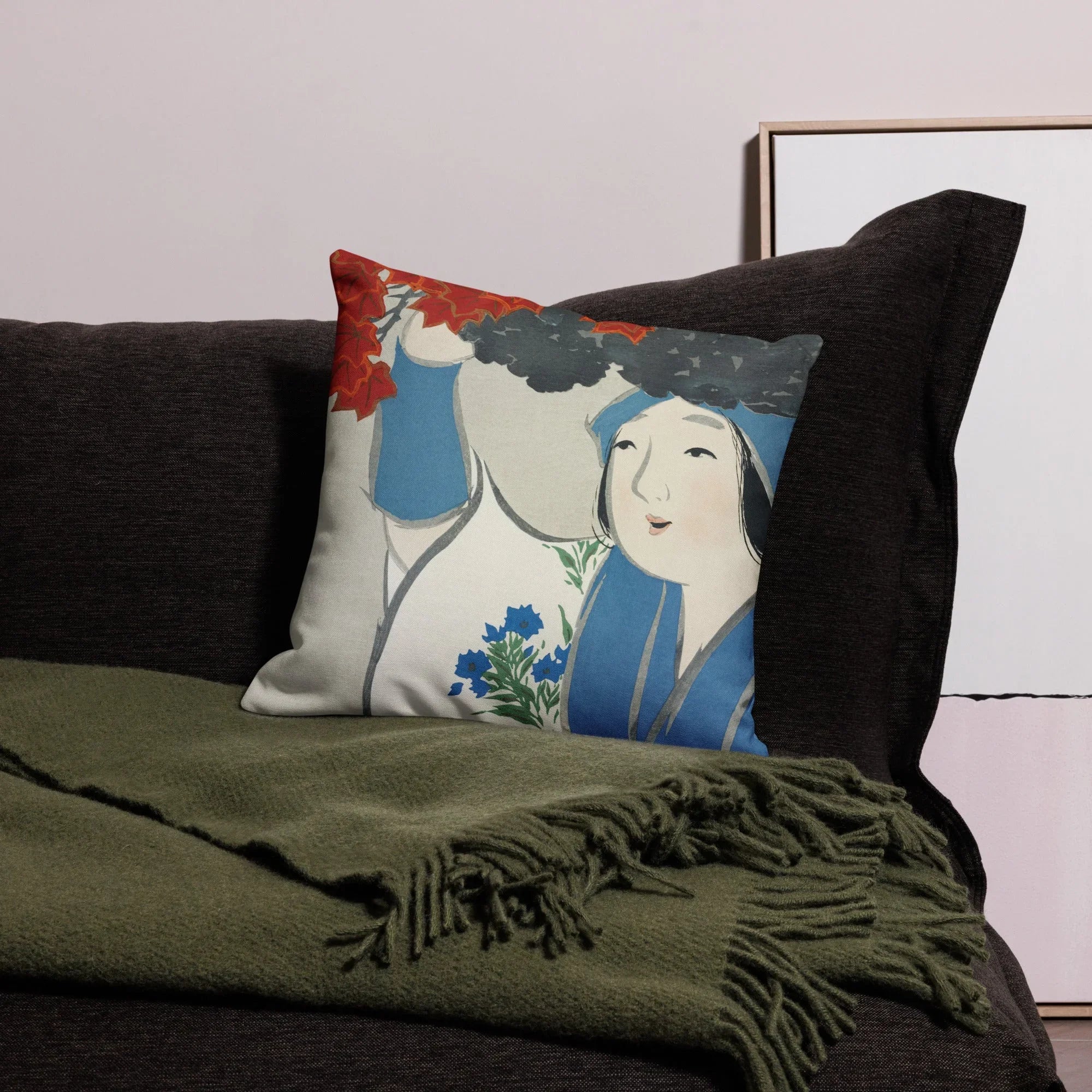 Woman from Momoyogusa - Kamisaka Sekka Art Pillow Throw Pillows