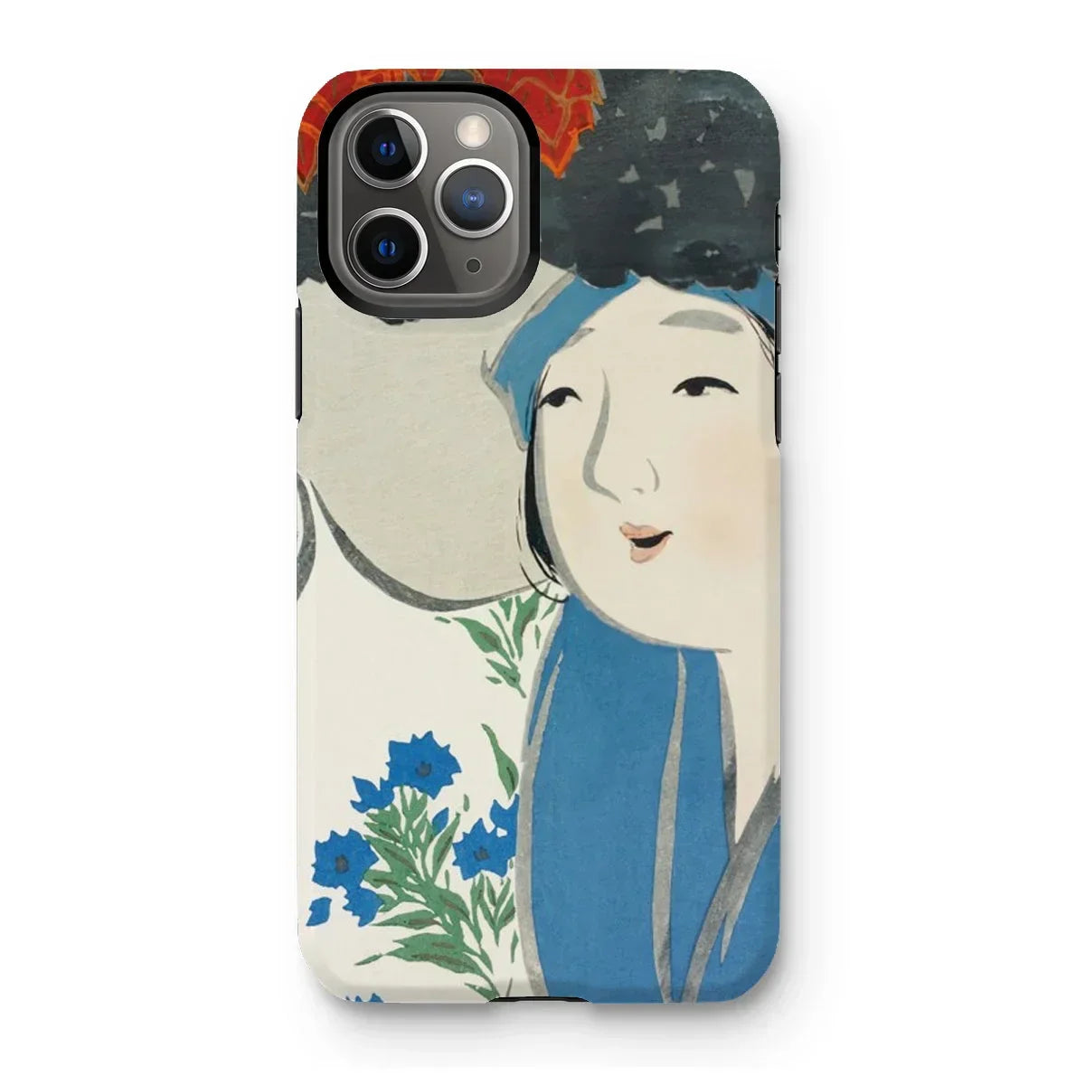 Woman from Momoyogusa - Kamisaka Sekka Iphone Case, 11 Pro / Matte, Iphone Case Artistic Illustration Person Blue Clothing Flowers