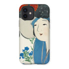 Woman from Momoyogusa - Kamisaka Sekka Iphone Case, 12 / Matte, Phone Case Artistic Illustration Figure Blue Flowers