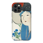 Woman from Momoyogusa - Kamisaka Sekka Iphone Case, 12 Pro / Matte, Phone Case Artistic Illustration Figure Blue Clothing Flowers