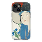 Woman from Momoyogusa - Kamisaka Sekka Iphone Case, 14 Plus / Matte, Phone Case Artistic Illustration Figure Blue Flowers