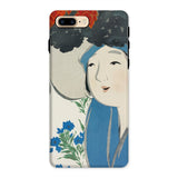 Woman from Momoyogusa - Kamisaka Sekka Iphone Case, 8 Plus / Matte, Phone Case Artistic Illustration Figure Blue Clothing Flowers
